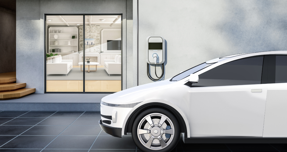 EV car in a garage