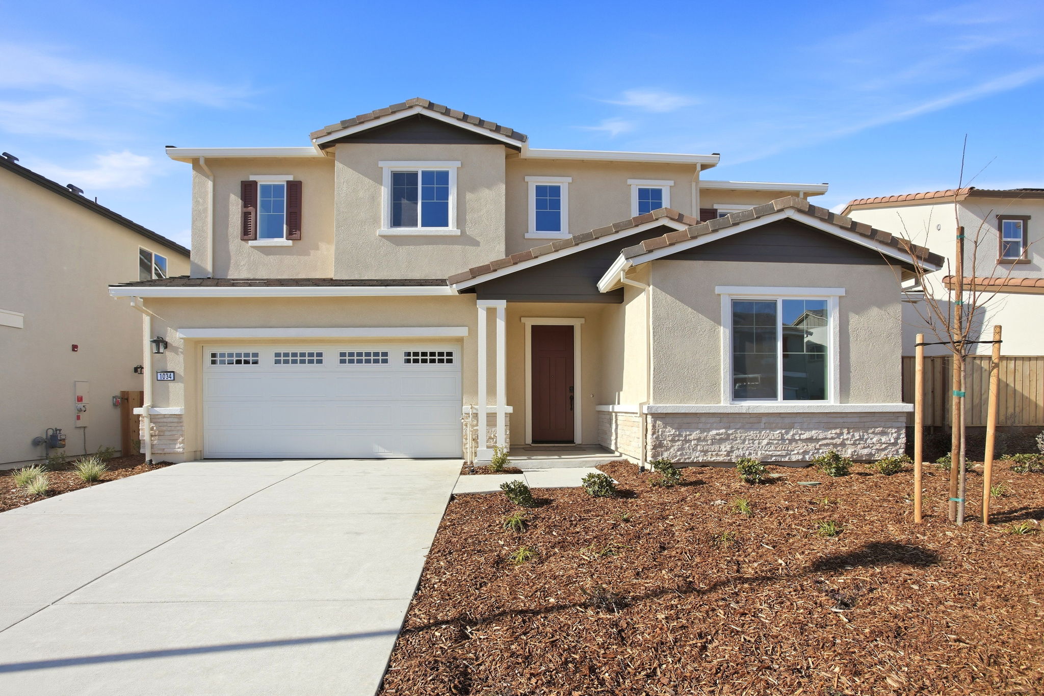 A house with a garage.