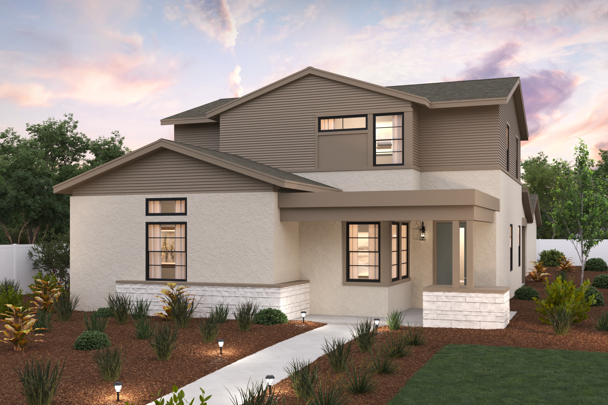 A house with a large front yard.