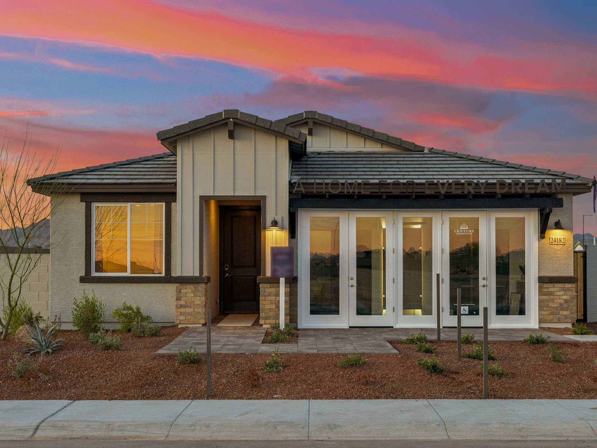 A house with a large front yard.