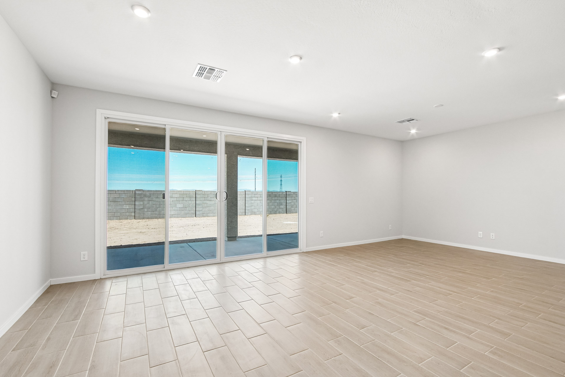 A room with glass doors.