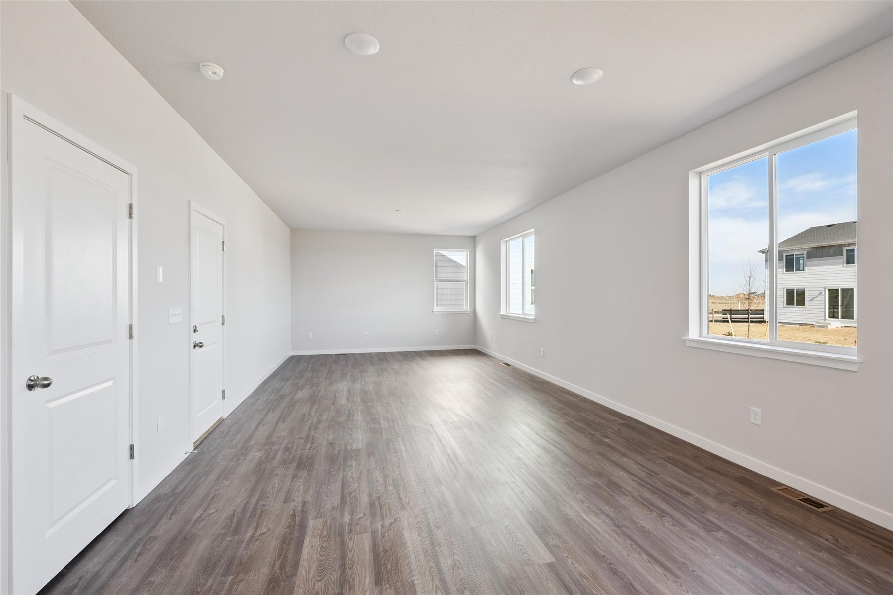 A room with white doors.