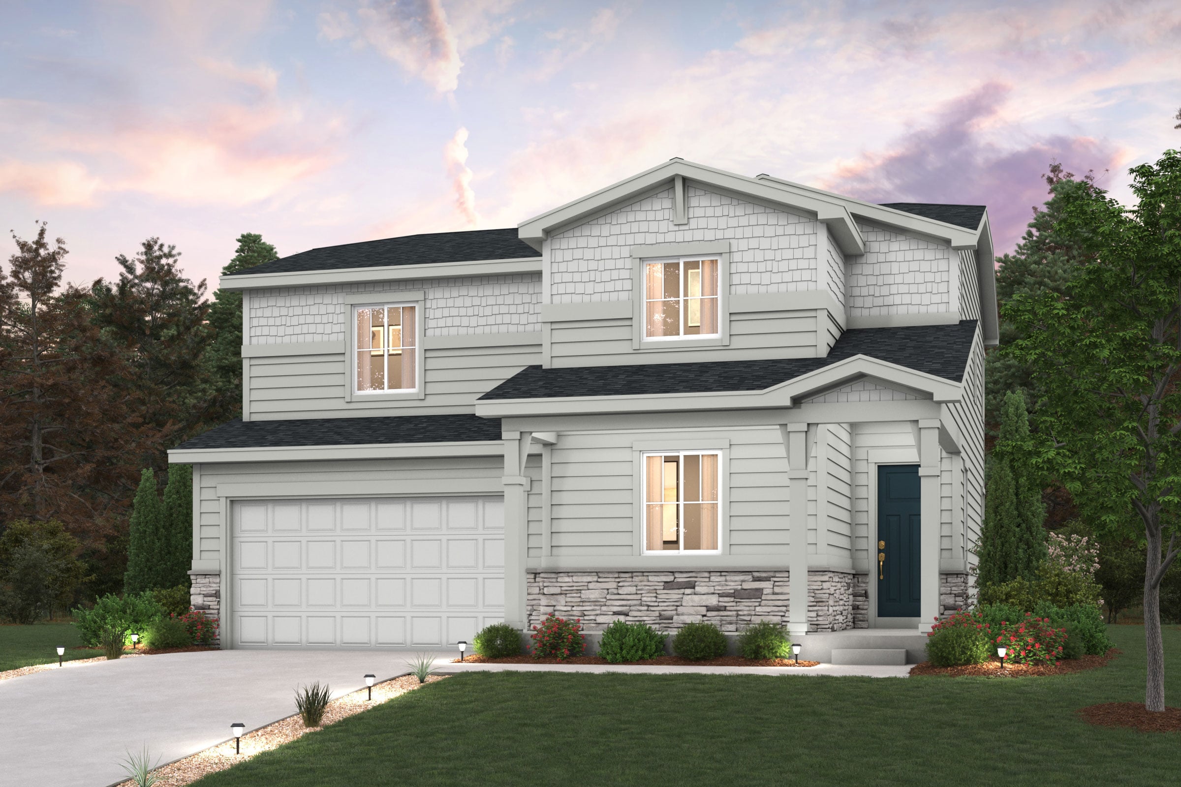 A house with a garage.