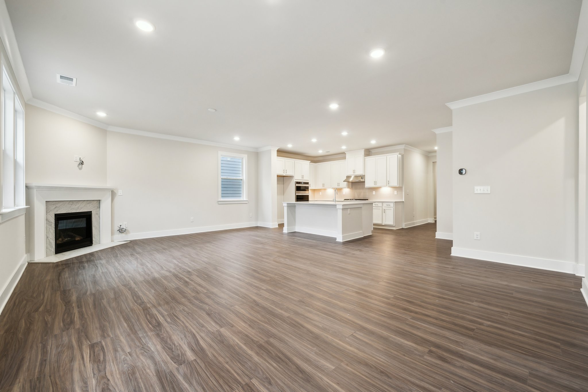 A large empty living room.
