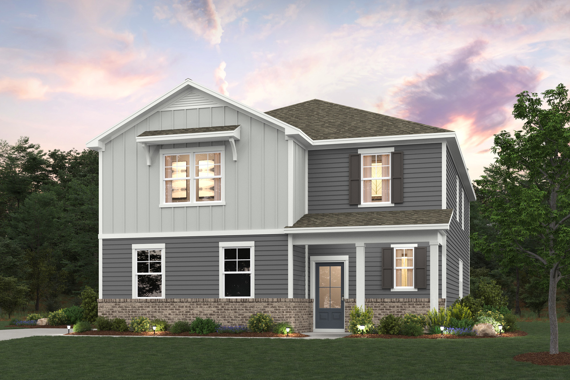 A house with a large front yard.