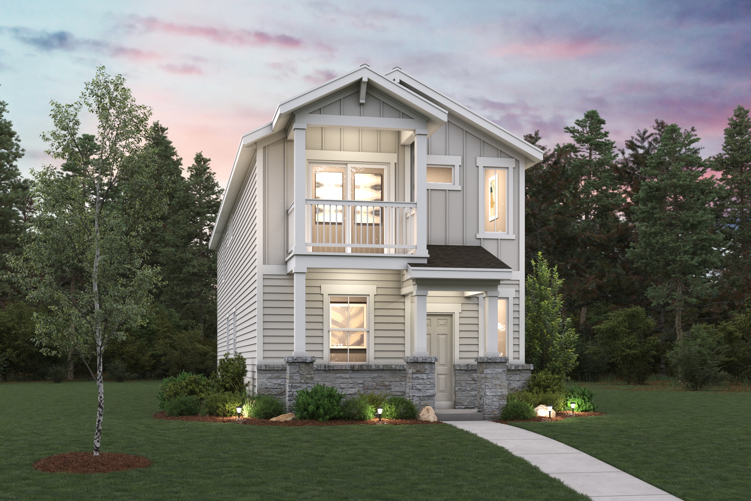 A house with a yard and trees.