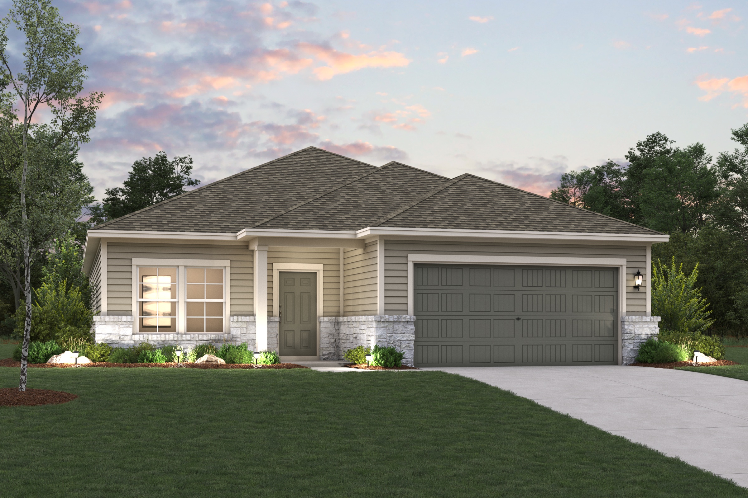 A house with a garage.