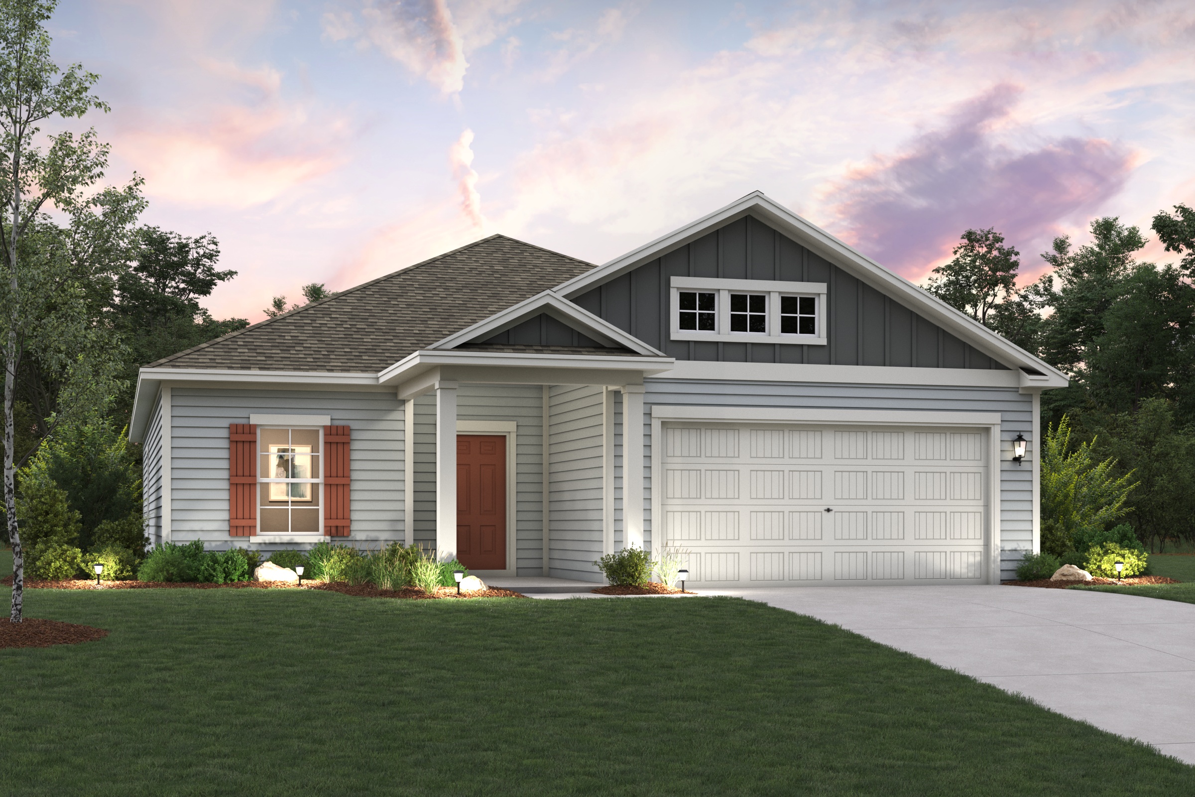 A house with a garage.