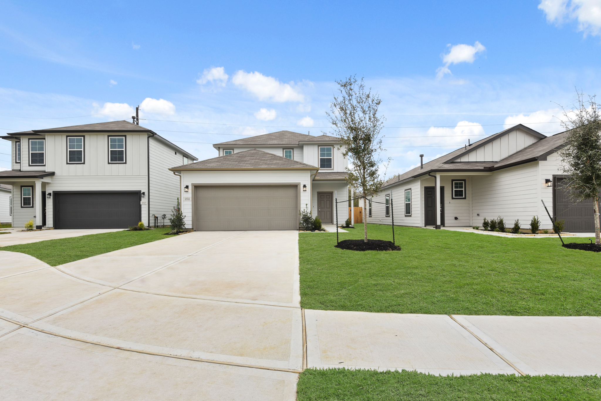 A house with a driveway.