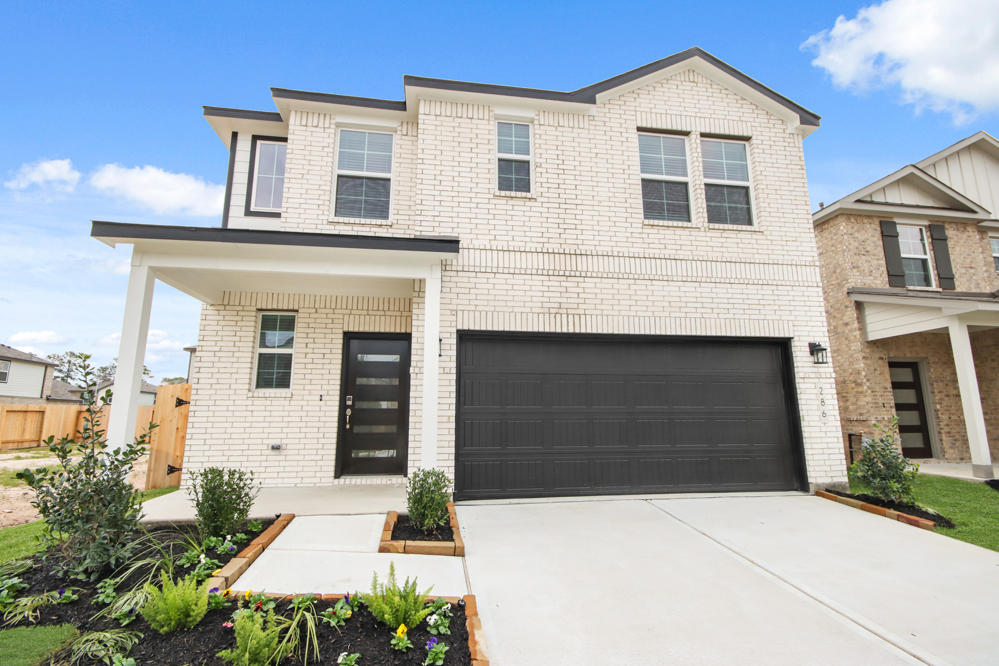 A house with a garage.