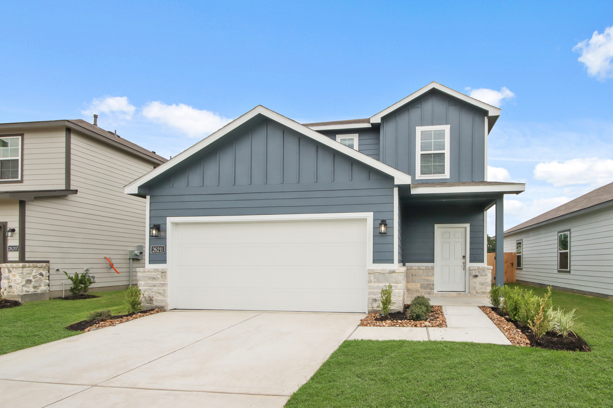 A house with a garage.