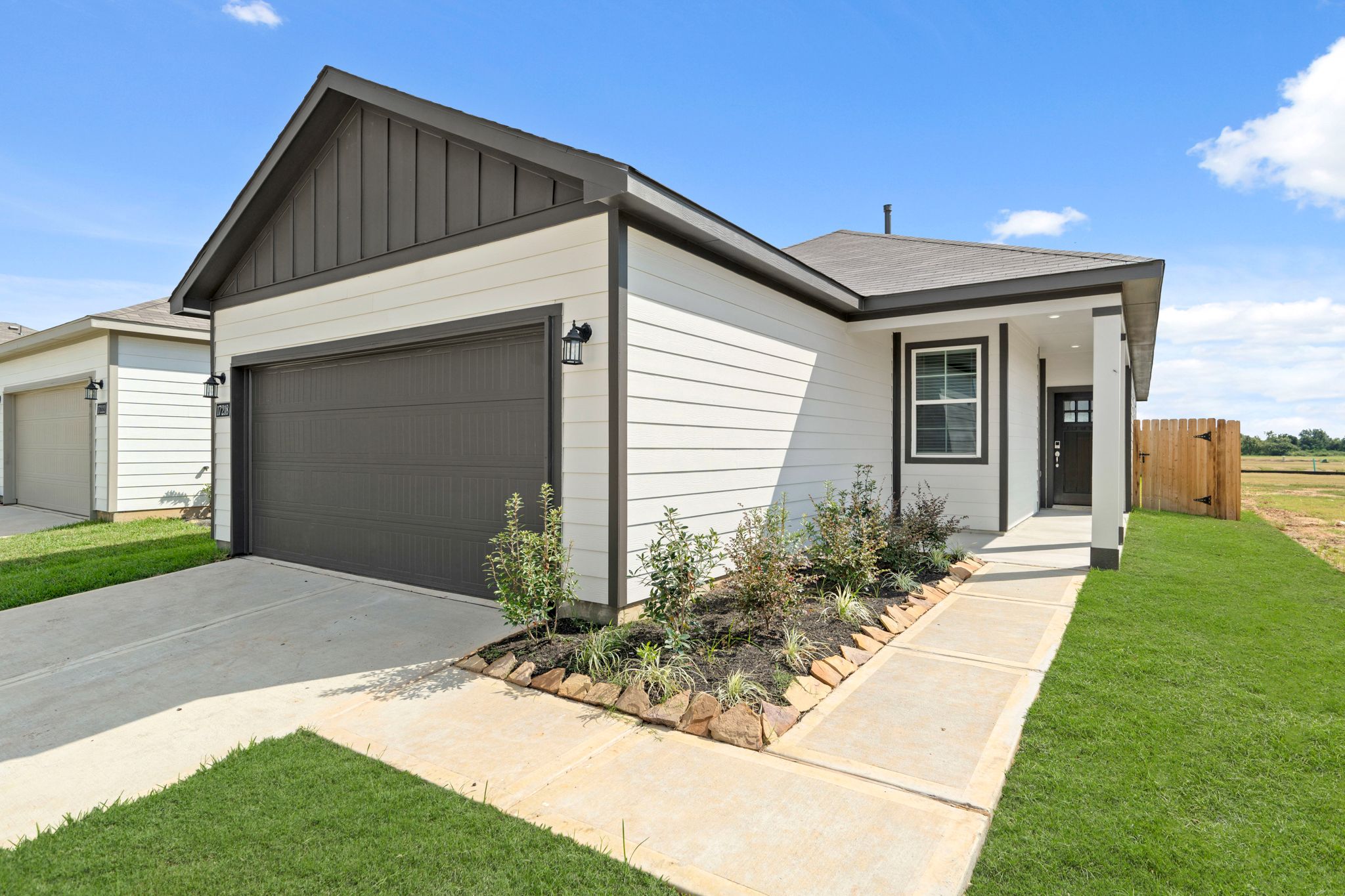 A house with a garage.