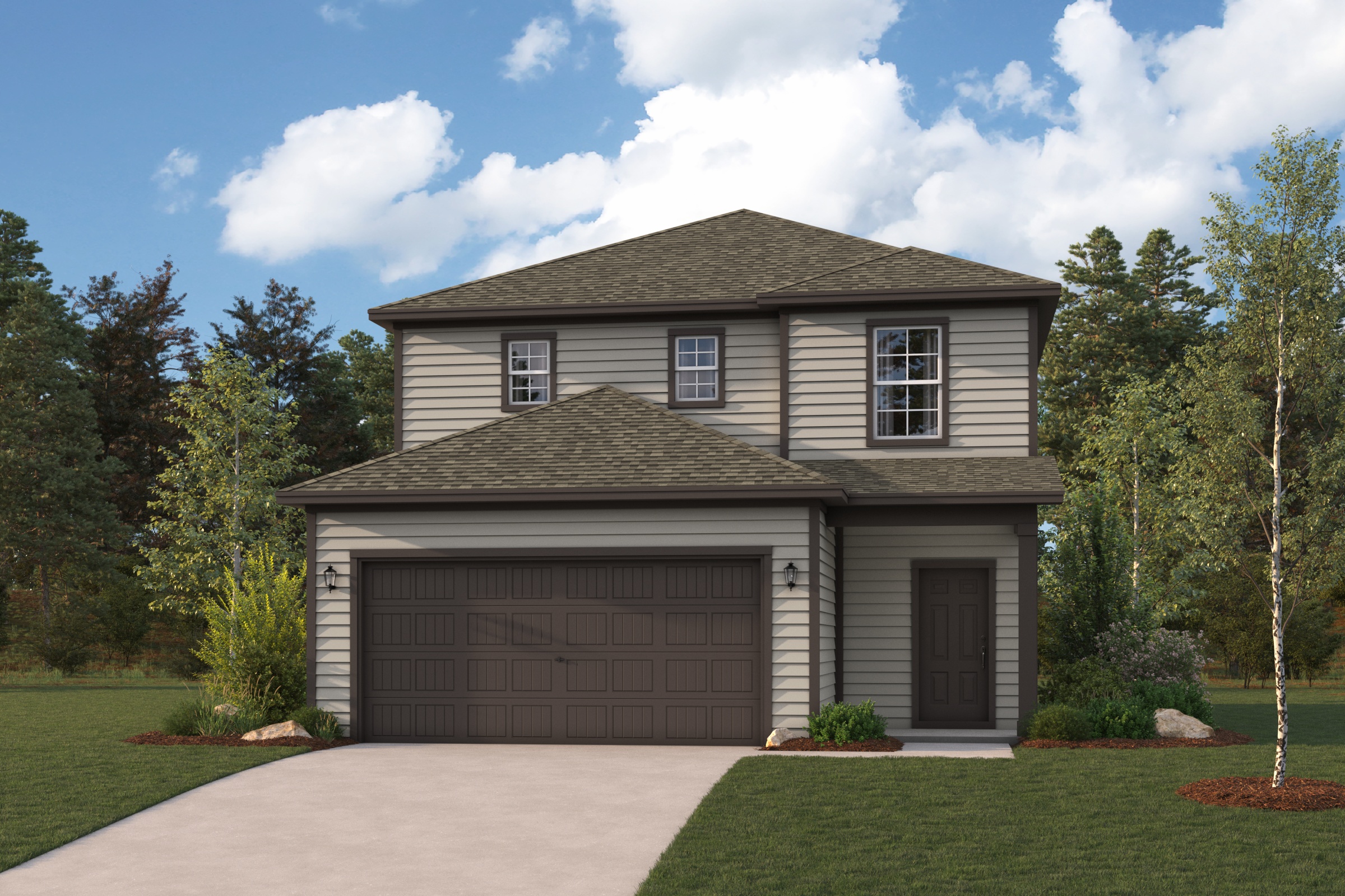 A house with a garage.