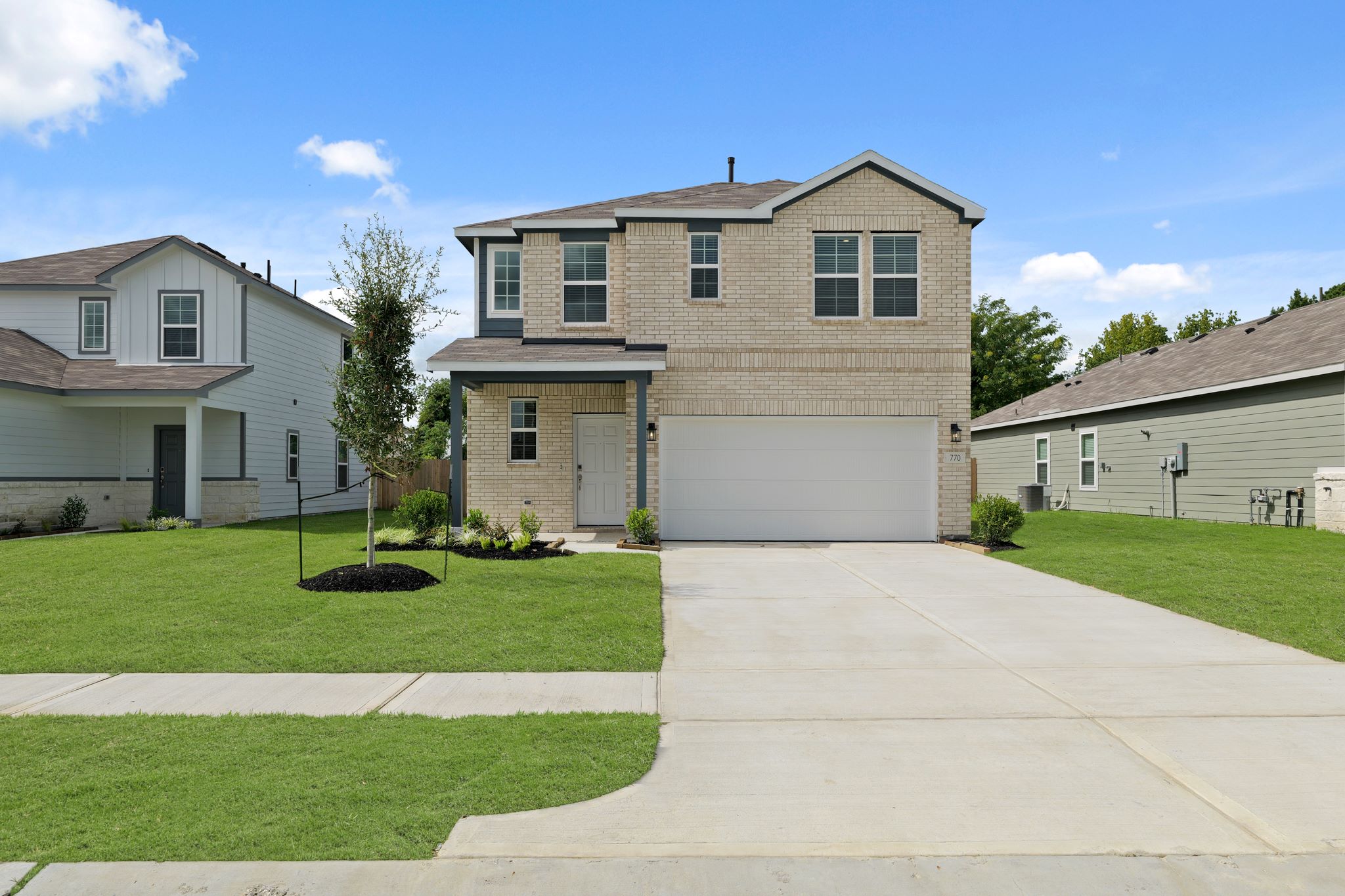 A house with a driveway.