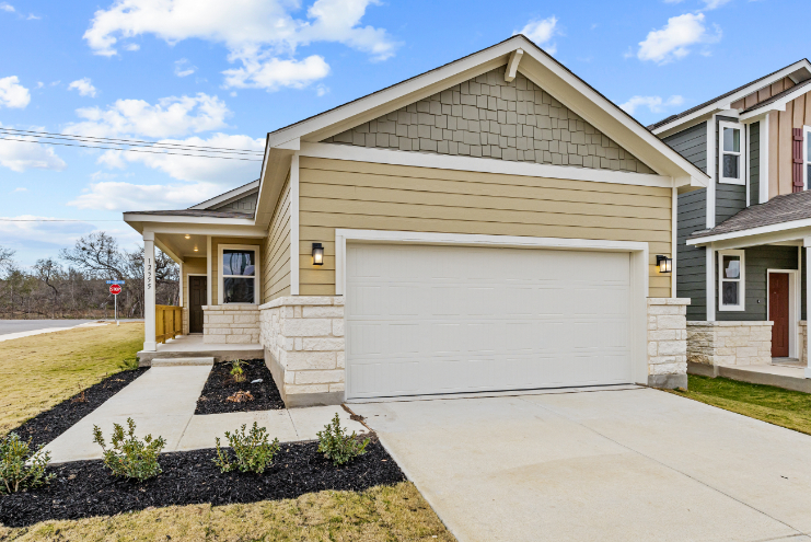 A garage in a neighborhood.