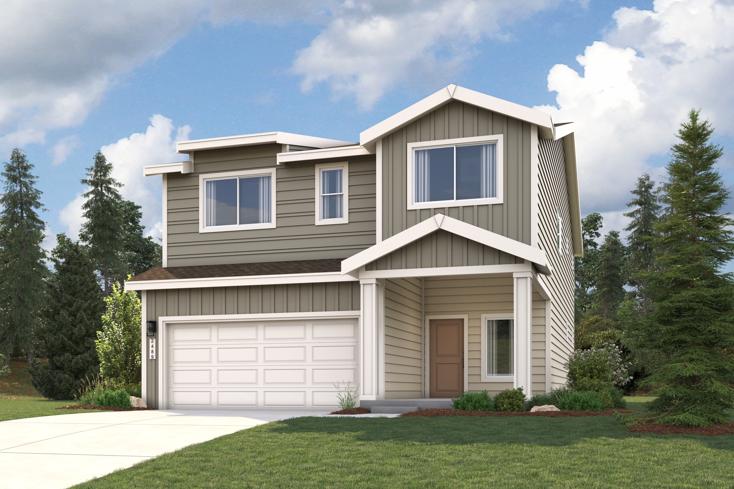 A house with a garage.