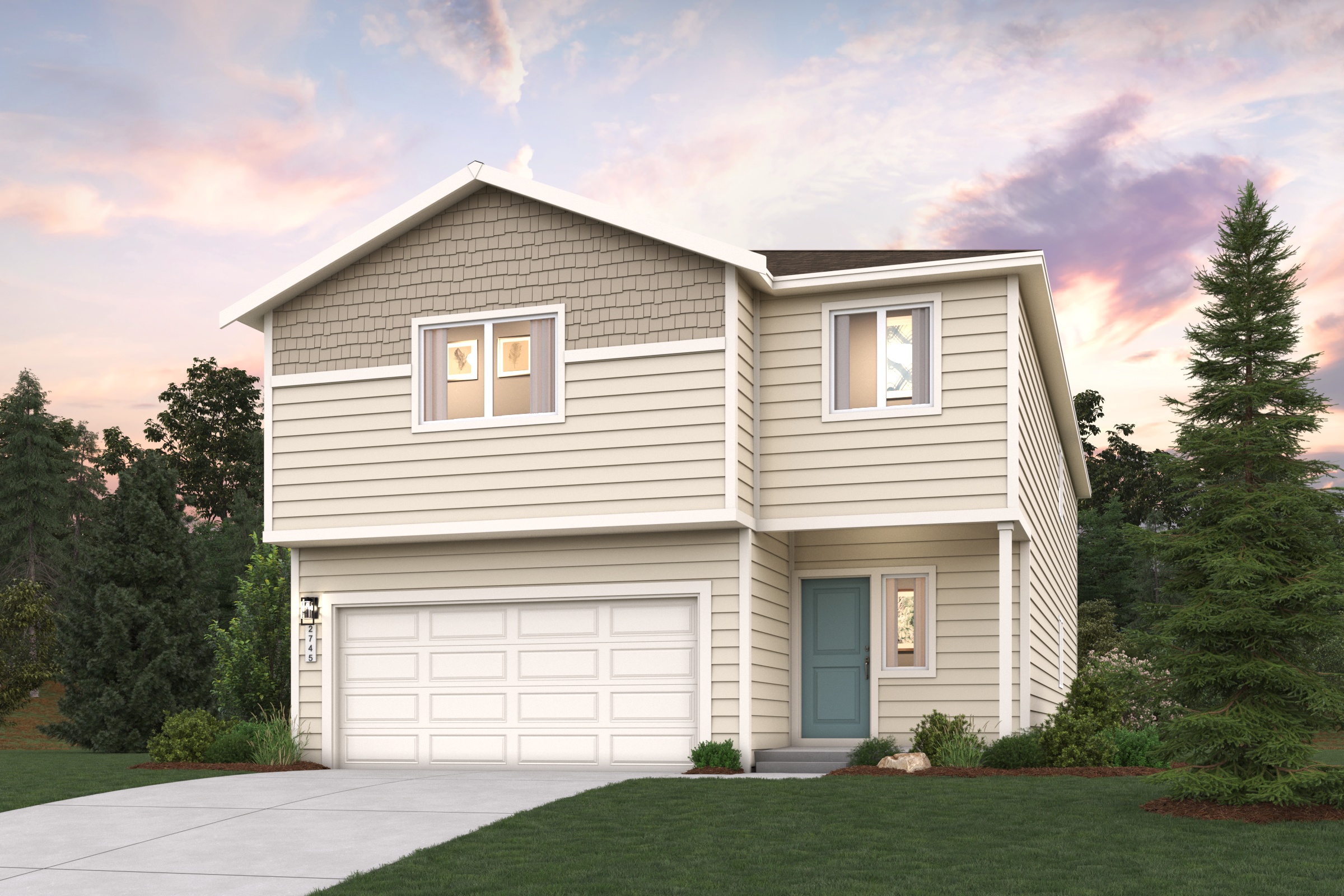 A house with a garage.