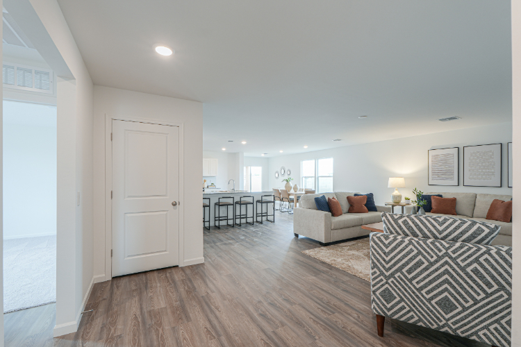 A room with a bed and a couch.