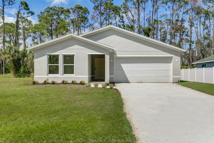 A house with a garage.