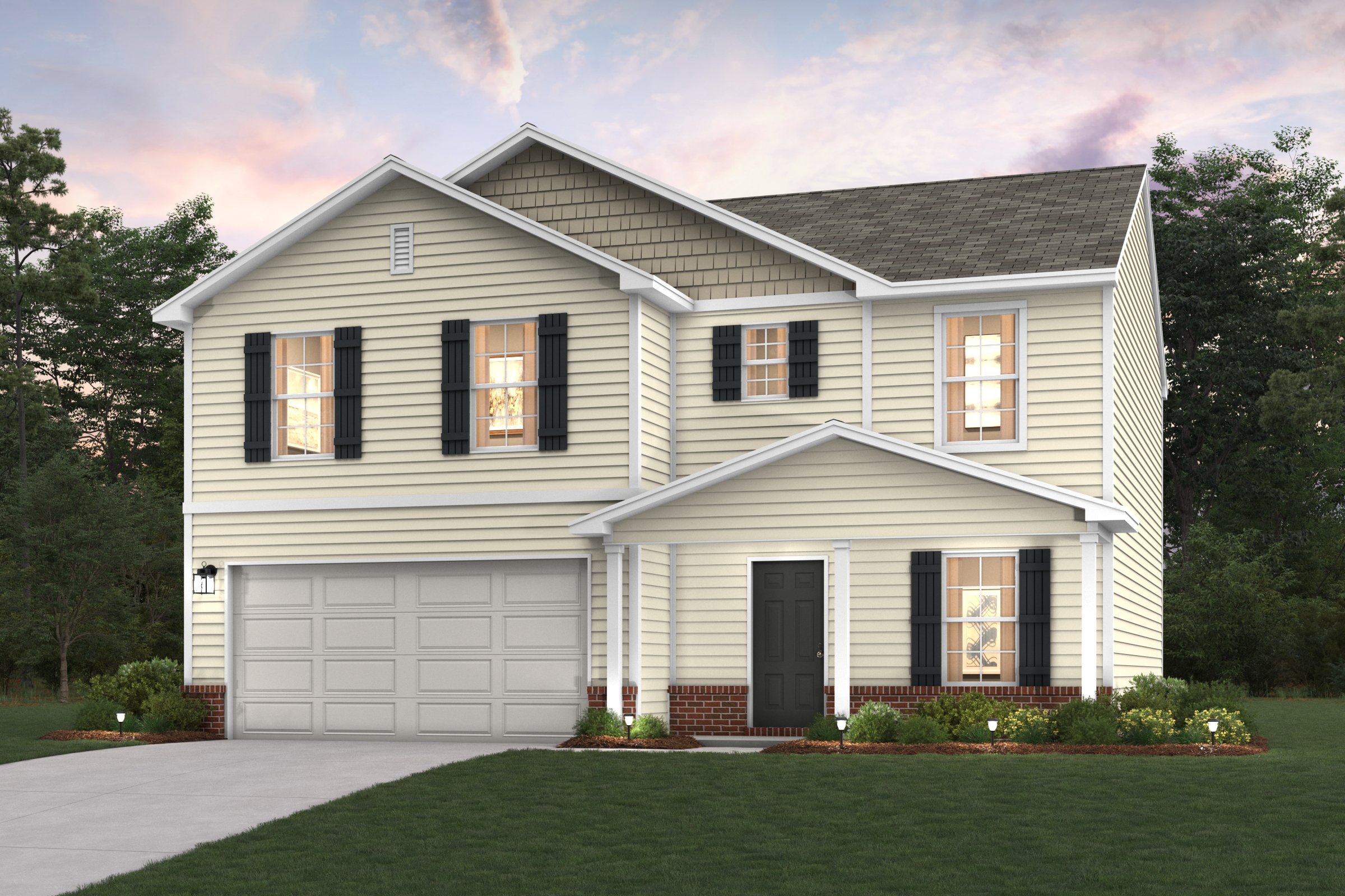 A white house with a driveway.