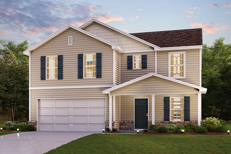 A house with a garage.