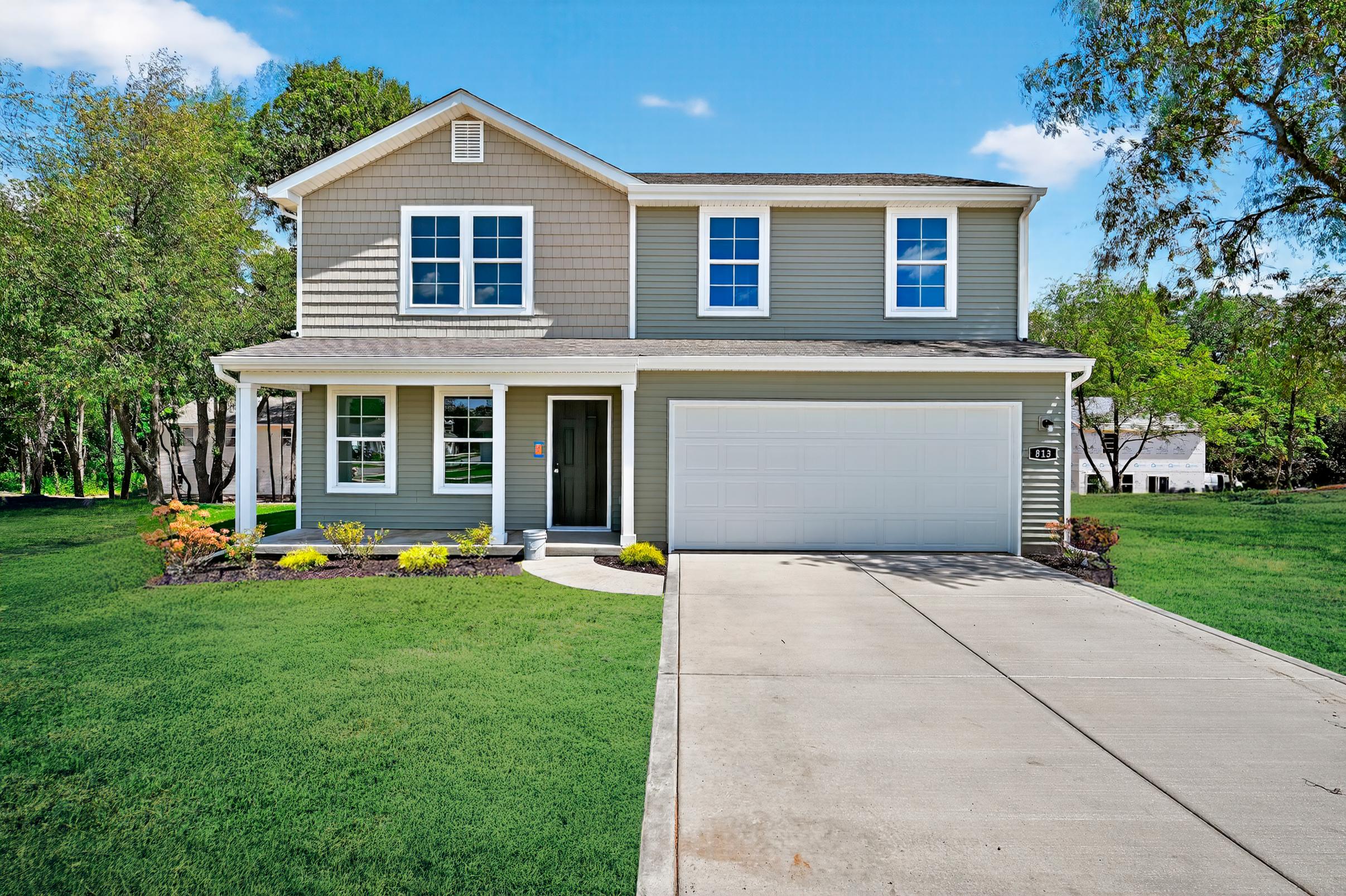 A house with a garage.