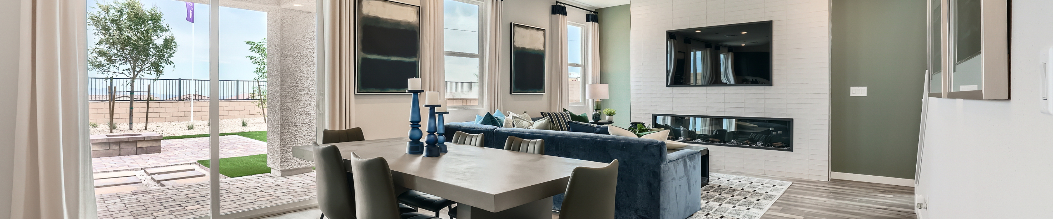 A living room with a fireplace.